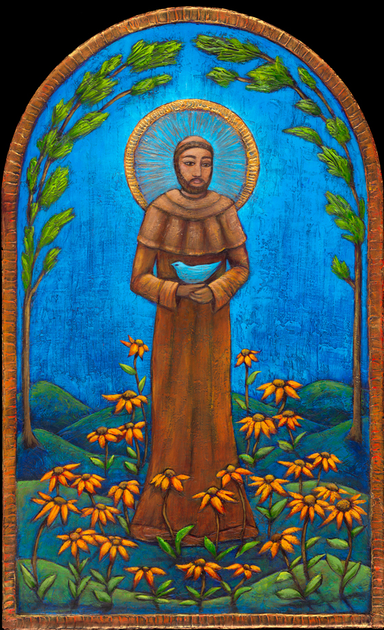 St Francis & Sunflowers by Jane Cassidy