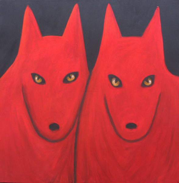 2 Red Wolves by Carole Laroche