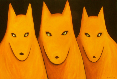 3 Golden Wolves by Carole Laroche
