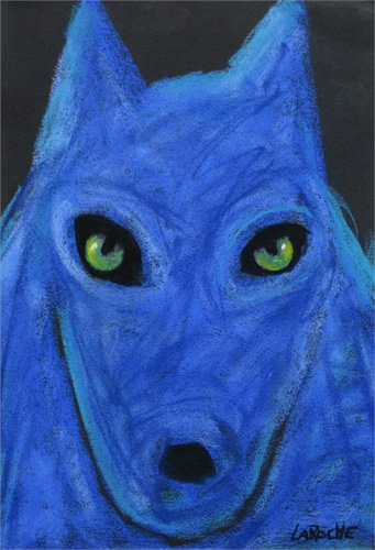 Blue Wolf with Green Eyes by Carole Laroche