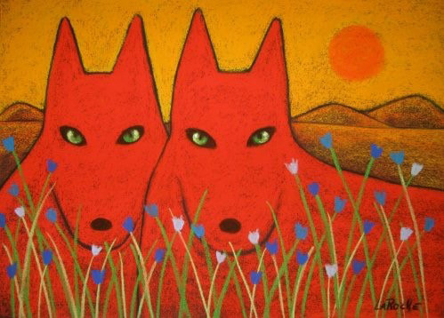 Red Wolves/Red Moon by Carole Laroche