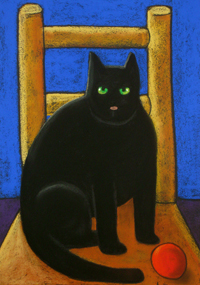 Black Cat on Chair by Carole Laroche