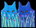 Two Blue Wolves with Flowers by Carole Laroche