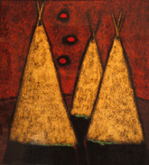 3 Spirit Tee Pees and Red Moons by Jill Shwaiko